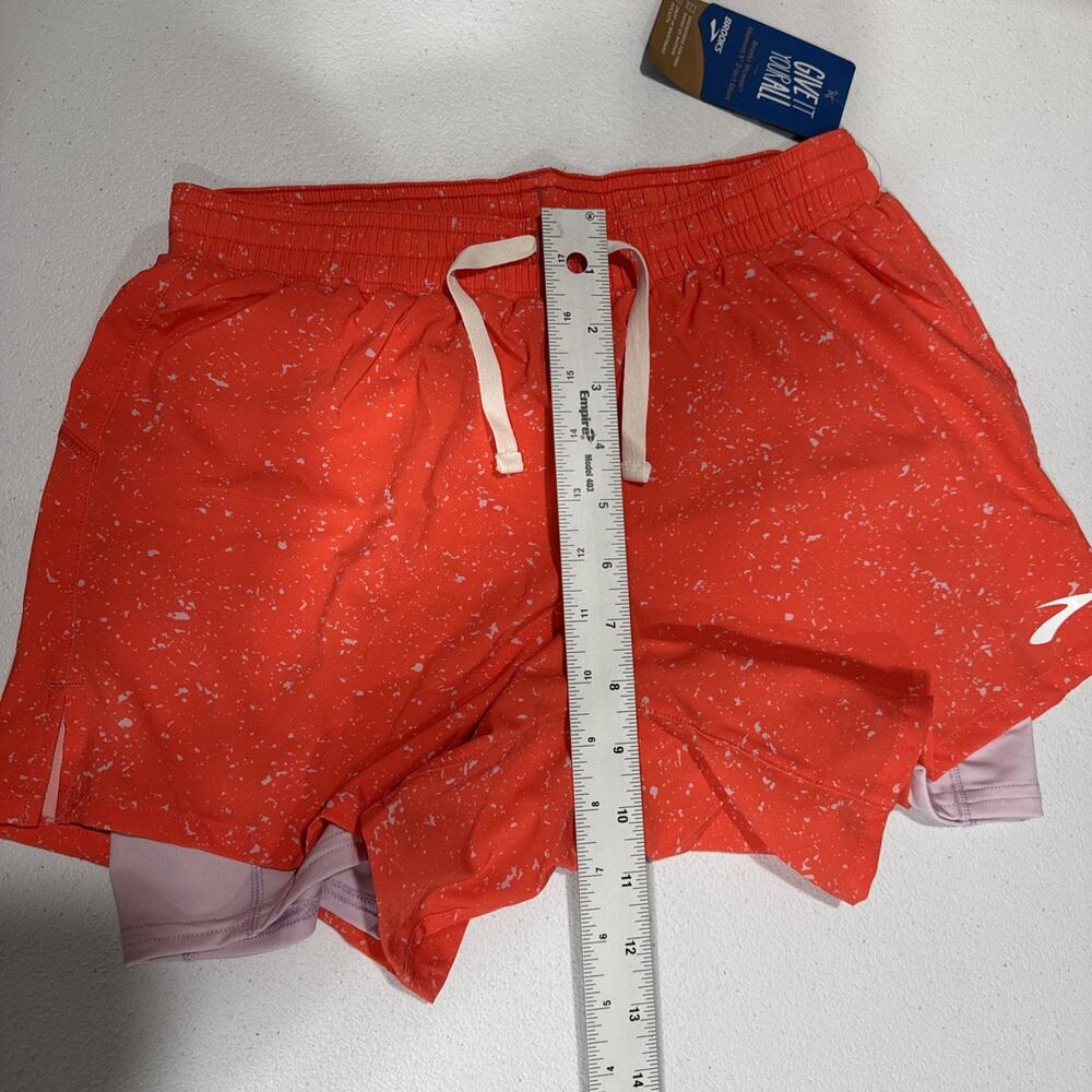 Brooks Women's Moment 5" Running Shorts 2 in 1 Athletic Orange Speckled Size XS - Picture 11 of 13